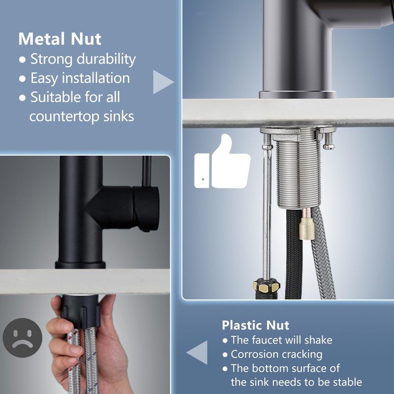 GIMILI Black Stainless Kitchen Faucet with Pull Down Sprayer Single