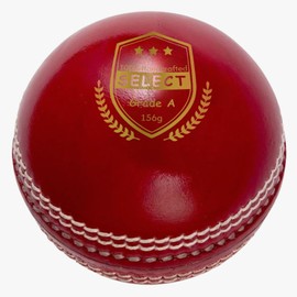 ONEGlobal Select Leather Cricket Ball | 100% Handcrafted, 156g - 5.5oz, 4-Piece Construction | Ideal for T20, Net Practice, Training etc. (Select, 3-Red