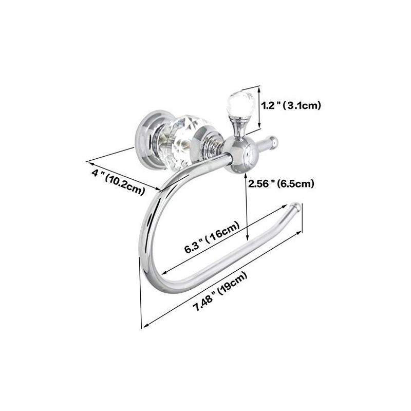 Kabter Crystal Series Brass Toilet Paper Roll Holder, Polished Chrome