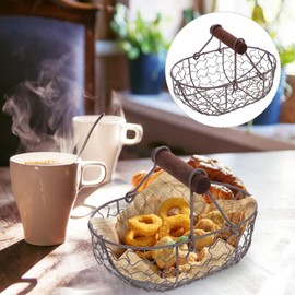 Ciieeo Metal Wire Egg Basket Oval Wire Egg Collecting Basket with Handle for Carrying and Collecting Eggs and Fruit