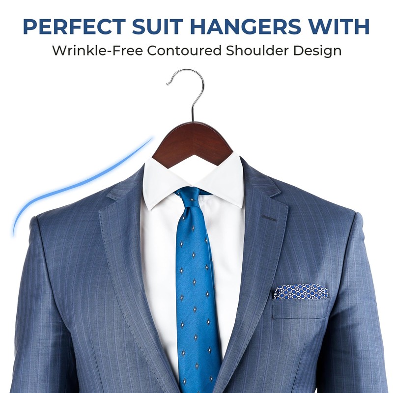 JS HANGER Multifunctional High Grade Solid Wooden Suit Hangers, Coat