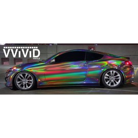 VViViD Black Holographic Chrome Vinyl Wrap Rainbow Finish Roll 1.5 Feet x 5 Feet DIY Air-Release Adhesive Film
