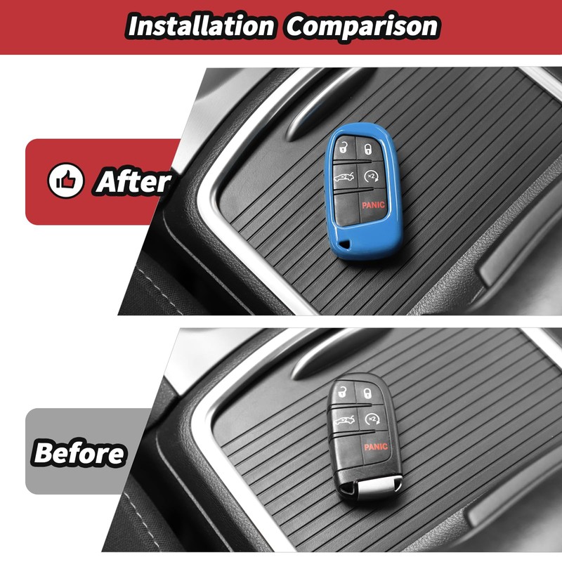 JeCar Light Blue Key Fob Cover Fit for 2015-2019 Dodge