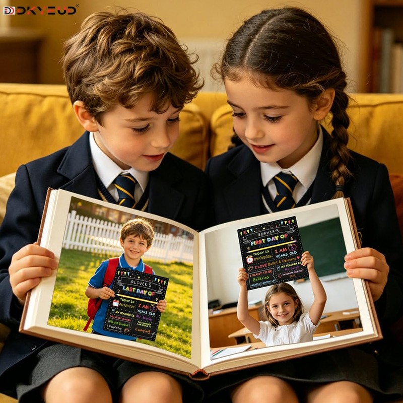 Double-Sided First Day of School Chalkboard Board, 12×10 Inch