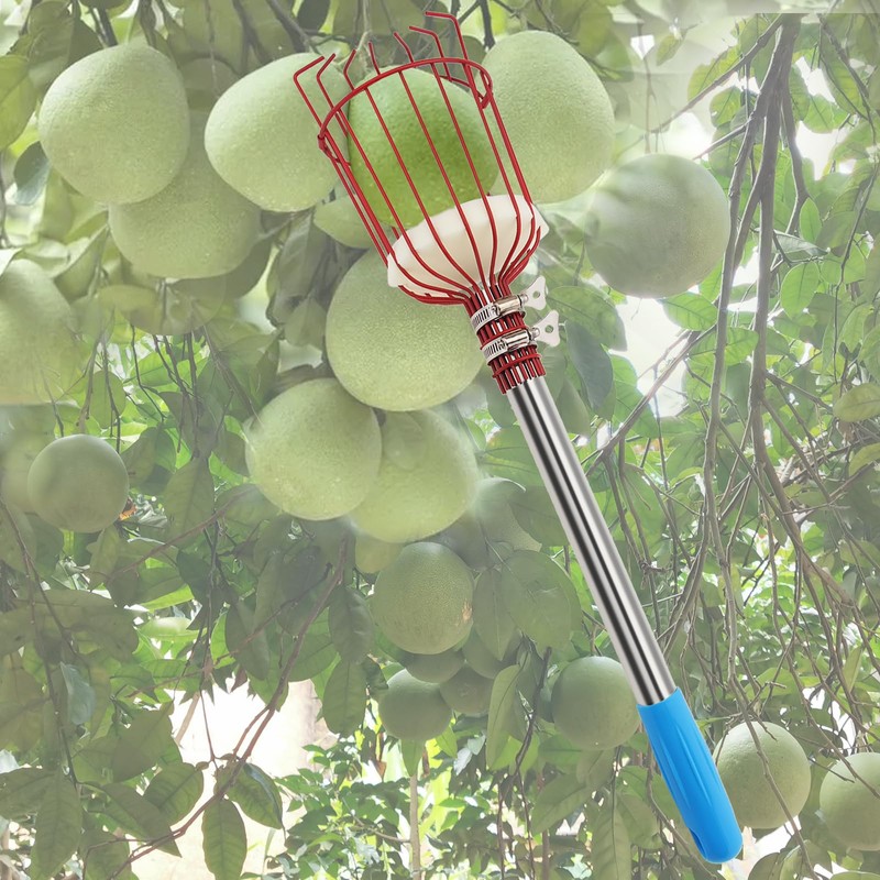 Omninmo Fruit Picker Pole with Basket, 3-8FT Telescoping Adjustable Tool