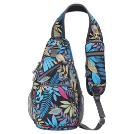 SUIKIHUM Small Sling Bag, Water Resistant 11 Inch Crossbody Chest Bags Oxford Daypack Backpack with Headphone Jack with Anti-theft Pocket for Men Women (Multicolor)