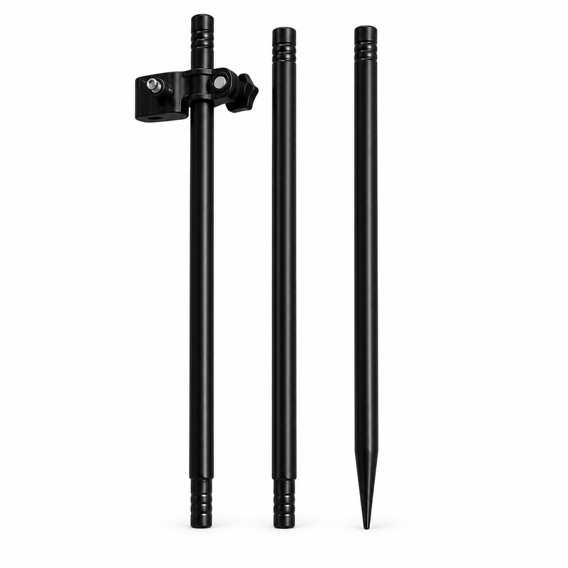 3-Section Ground Insert Beach Umbrella Pole Holder with Clamp, 16