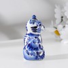 Handcrafted Gzhel Porcelain Cat Figurine, Blue and White Russian Folk