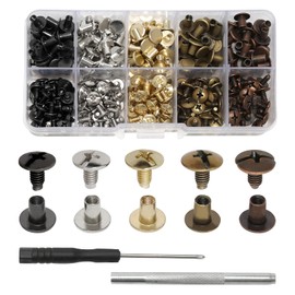 150 Sets Chicago Screws Binding Screws, M5 x 6/8 mm Book Screws Rivets Kit, Cross Head Screw Rivets for Leather for DIY Belts, Bookbinding, Photo Albums, Handbags (5 Colours)