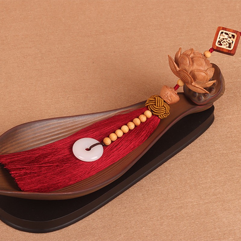 Peach Wood Lotus Car Pendant Innovative Vehicle Rearview Mirror Decoration