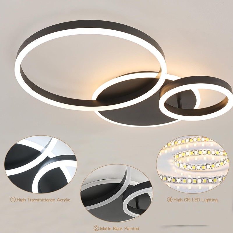 O'NEELDY Modern Dimmable LED Flush Mount Ceiling Light Remote Control