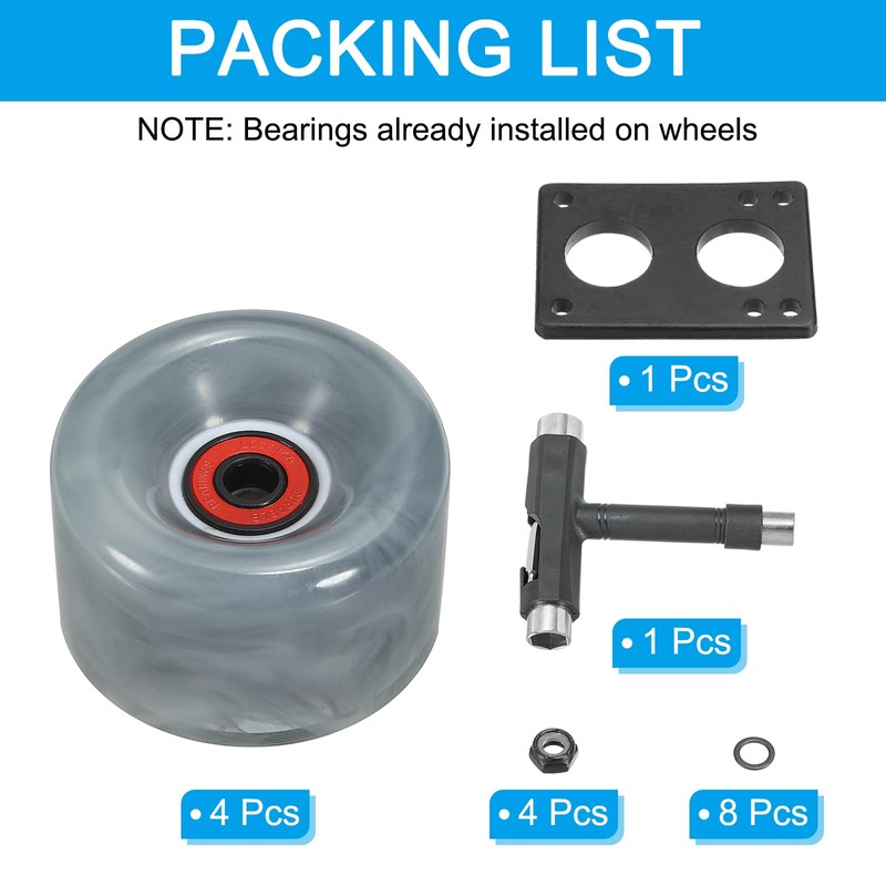 PATIKIL Roller Skate Wheels Set, 4 Pack 65mm 78A Light