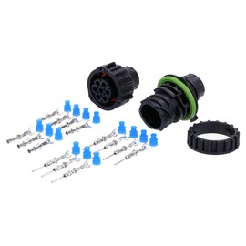 Kalitec KALI-2007 DIN 72585 Round Plug Set 7-Pin I Housing Material PBT GF30 I Cable Output Angle 180° I Car Plug Waterproof IP69K I Operating Voltage 48 VDC I Cable Plug Black