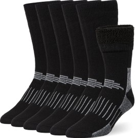 Buttons & Pleats Premium Merino Wool Hiking Socks Outdoor Trail Crew Socks Black SM