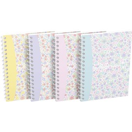 Oxford 400094826 A6 Notepad Squared Flower Pattern Pack of 10 with White Double Spiral 100 Squared Pages 3 Designs Notebook Diary Notepad Spiral Pad Gift Idea Floral Flower Meadow