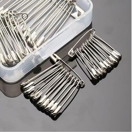 Safety Pins, 3 Sizes - Large, Medium and Small, 100 Pieces, Silver Colour, Nickel-Plated Steel, Rust-Resistant, for Clothes, Art, Crafts, Sewing, Textile Fabric, Garment Hang Tags