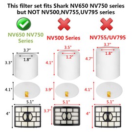 Colorfullife NV752, AZ1002 Filters for Shark Rotator Powered Lift-Away Vacuum AZ1002, NV650, NV650W, NV651, NV652, NV750, NV750W, NV751, NV752, AX950, ZU632, 4 Foam 2 Post Filters, Replaces XFF650 & XHF650