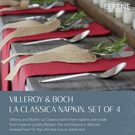 Villeroy & Boch La Classica Luxury Linen Fabric Napkin (Set of 4), 21"x21", Red