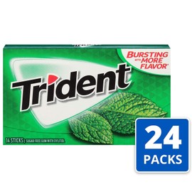 Trident Spearmint Sugar Free Gum, 24 Packs of 14 Pieces (336 Total Pieces), Set of 3