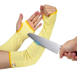 GOL-SIV Arm Protectors for Thin Skin and Bruising, Cut Resistant Sleeves for Men Women, A5 Level Farmer Sleeve for Gardening, Yellow, 17.7 in