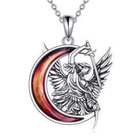 POPLYKE Saint Necklace S925 Sterling Silver St Michael Necklace for Women Archangel Michael Pendant Protection Jewelry Gifts for Women