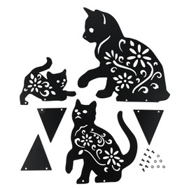 bowarepro 3 Pieces Metal Garden Cat Stake, Black Scarecrow Cat, Garden Decoration Cat, Metal Black Cat Silhouette Cat Decorative Garden Stake for Pathway Yard Lawn Outdoor