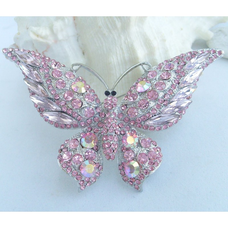 Zeepoffine Charming Butterfly Brooch Pin Rhinestone Crystal Pendant Deco BZ4538