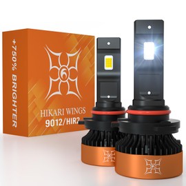HIKARI WINGS 9012 HIR2 LED Fog light, 28000LM Pure White 6000K LED Bulbs, Plug & Play IP68 Waterproof Pack of 2