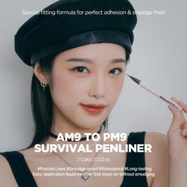 lilybyred lilybyred Am9 to Pm9 Survival Penliner | Korean Waterproof Liquid Eyeliner, 0.1mm Ultra-Fine Brush, Highly Pigmented, Quick-Dry, Smudge-Proof, Long-Lasting, Precision Line, 0.021 oz. (02 Matt Brown)