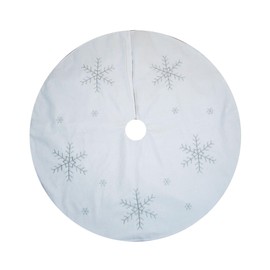 WeRChristmas Christmas Tree Skirt Decoration with Silver Snowflake Design, 120 cm - Large, White