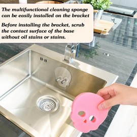 Honeydak 12 Pack Skull Kitchen Sponges and 1 Pack Sponge Holder Multifunctional Dual Sided Skull Scrubber Sponges Spooky Non Scratch for Gothic Kitchen Accessories Dish Scouring