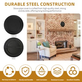 6719900 Adjustable Flue Chimney Stopper Cover Cap fits 4" - 8" Furnace Tube Flue Opening, BM0026 Steel Replacement Stove Pipe Flue Hole Cover, BM0353 Wall Decor Covers The Flue - Black