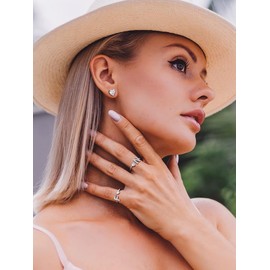 Suplight 925 Sterling Silver Heart Initial Rings for Women Teen Girls Capital Letter Initial Stackable Rings for Women Girls Alphabet R Letter Adjustable Heart Rings Rings Jewelry Gifts for Women