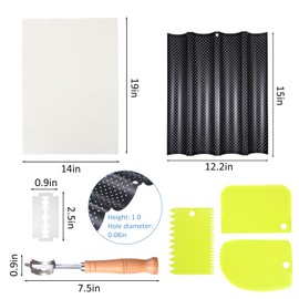 mekueeex 4-Slot French Baguette Pan Set, Non-Stick French Bread Pan, Baguette Baking Pan with Proofing Cloth, Bread Lame, Home Baking Tools Kit for Homemade Bread