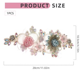 letsinstyle 3D Floral Embroidered Lace Patches, Rhinestones Beaded Flower Embroidery Applique, Polyester Sewing Accessories for Clothing Wedding Dress Lace Fabric DIY Decoration