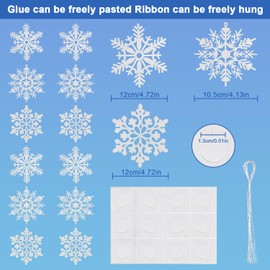 36pcs Snowflake Cut-Outs, 3 Styles Glitter Snowflake Cutouts Winter Snowflake Paper Decorations Bulletin Board Stickers Winter Theme Cutouts for Christmas Party Favor Classroom