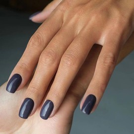 Ceboic 24 Pieces Square Nails for Sticking Short, French Tip Press On Nails Ballerina Acrylic Artificial Nails, Full Cover Artificial Nails, Fake Nails, Reusable Fingernails for Sticking (Navy Blue)