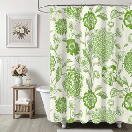 Ksriylm Sage Green Shower Curtain,Cotton Waterproof Floral Cottagecore Spring Shower Curtains for Bathroom 71" W x 71" L