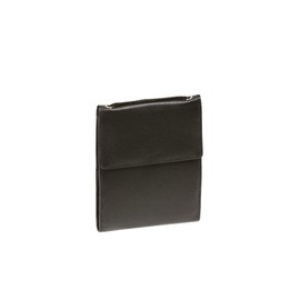 LEAS Travel Line Neck Pouch with Credit Card Slots and Coin Compartment Genuine Leather Black, black, Classic
