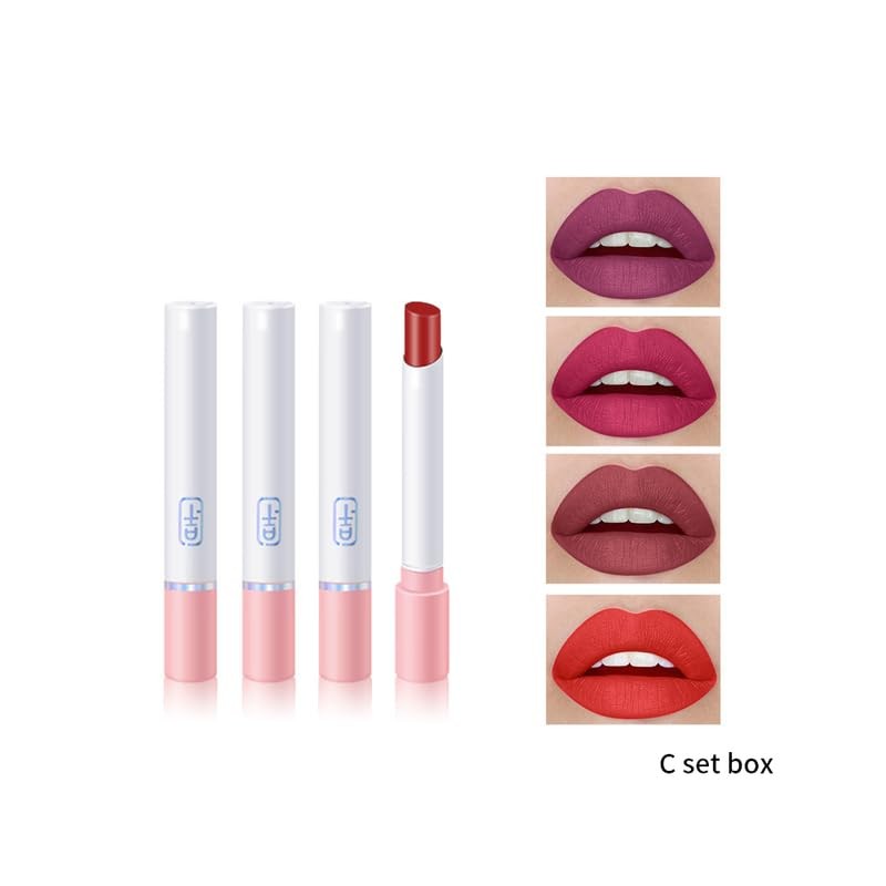Matte Lipstick Sets,4PCS Non Stick Cup Velvet Lipstick Set,Waterproof Lipstick
