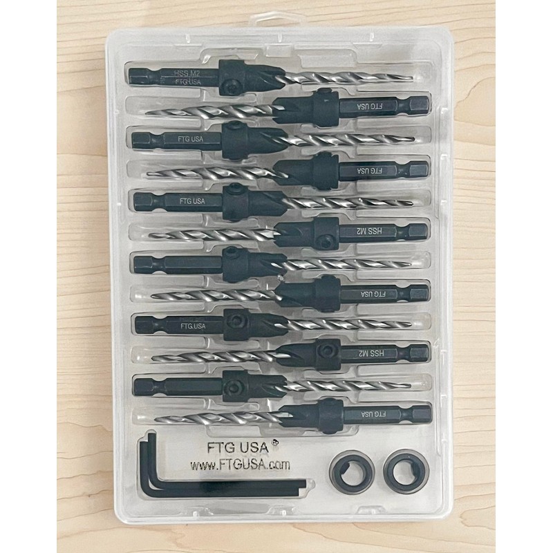 FTG USA Countersink Drill Bit Set for Wood with Tapered