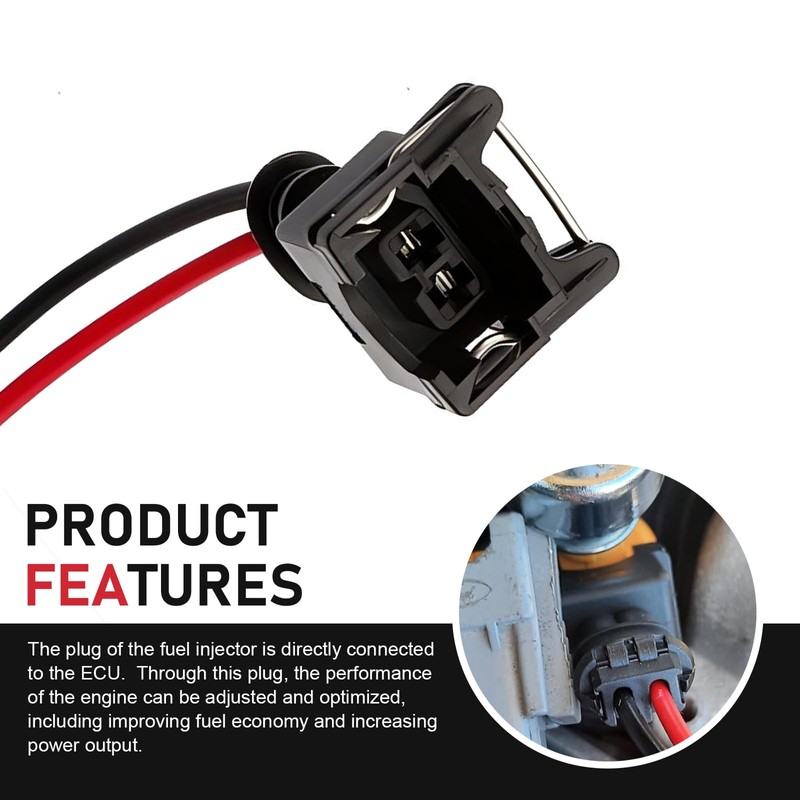 Opuweiy 4 PCS Fuel Injector Connector, Injector Socket with Extended