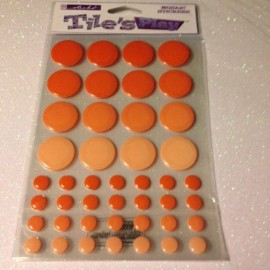 EK Success Sticko STICKO TILE'S PLAY MOSAIC STICKERS DARK ORANGE CIRCLES PLASTIC ORANGE CIRCLES