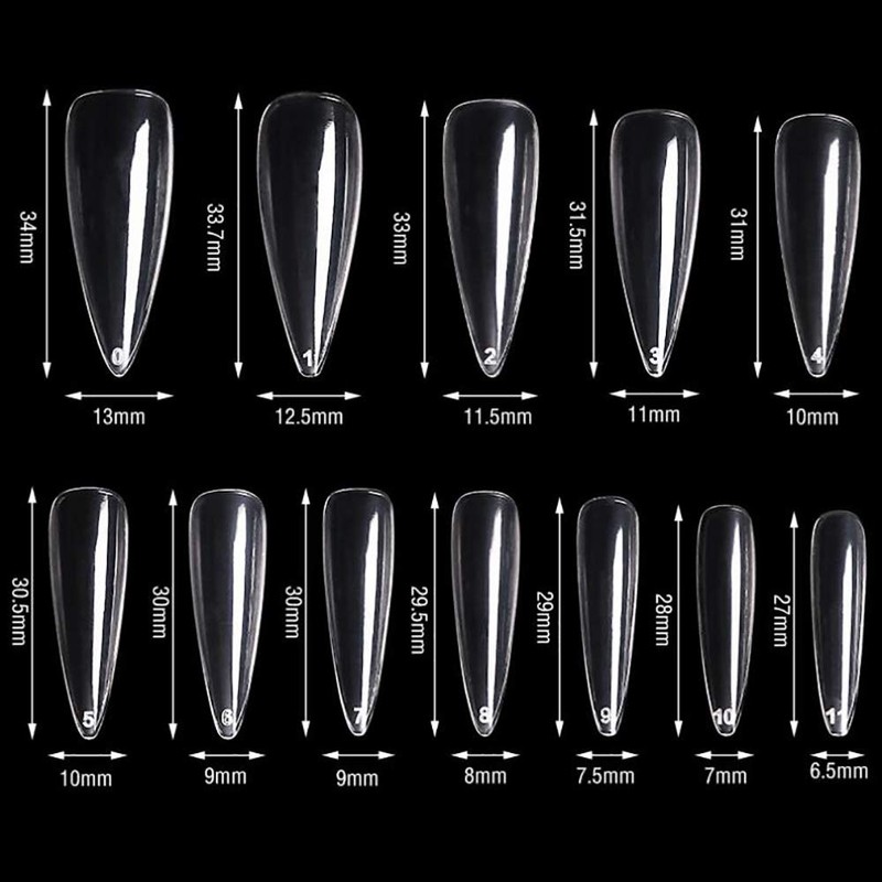 Mwoot 600 Pieces French False Nail Tips, Long Stiletto Sharp