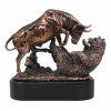 Wall Street Stock Market Charging Bull Trouncing Bear Statue With