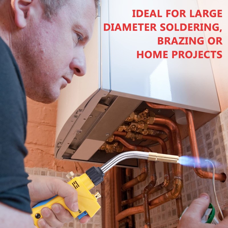 MAPP/MAP/PROPANE Gas Torch,Torch Head,Use Brazing, Copper Pipe Connection, Maximum Flame