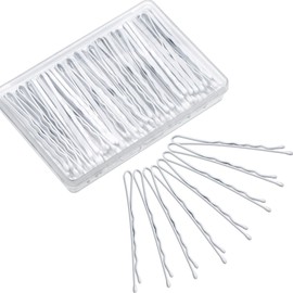 Hicarer 100 Pieces White Bobby Pins 2.2 Inch Hair Pins for Women Wave Hair Clips Bulk with Storage Box Wedding Hair Accessories for All Hair Types