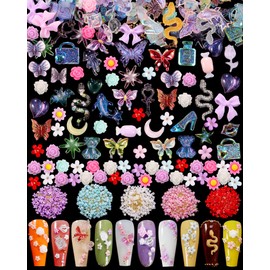 TAMHOO Pack of 250pcs Cute & Sweet 3D Nail Charms for Acrylic Nails, Perfect for Nail Art Decorations & DIY Accessories(Style H)