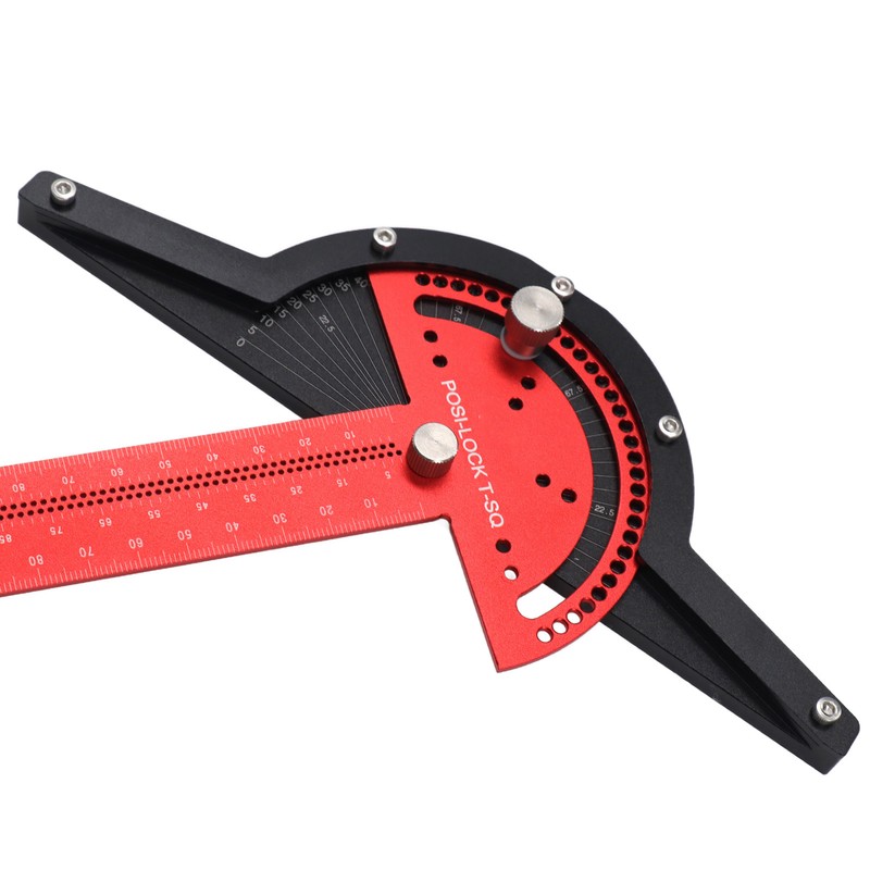 Woodworkers Edge Ruler Aluminum Alloy Red Black Adjustable Angle T