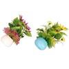 2pcs Artificial Aquarium Plants Silicone Flowers Reusable Resin Pots Fish